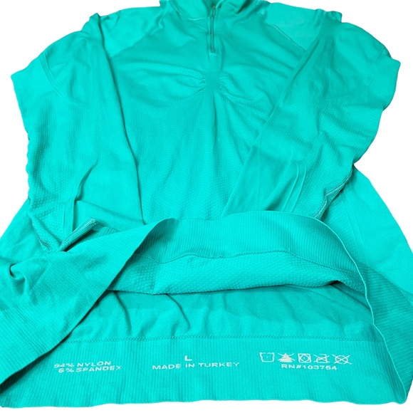 Lucy Womens T-Shirt Large L Teal Blue Athletic Strech 1/4 Zip Running Activewear - Picture 7 of 12